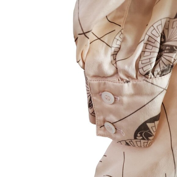 Escada Blouse Womens Size 34 US 4 Silk Peach Half Button Long Sleeve Vintage Top - Picture 4 of 13